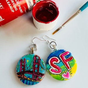 San Francisco Golden gate earrings hand painted