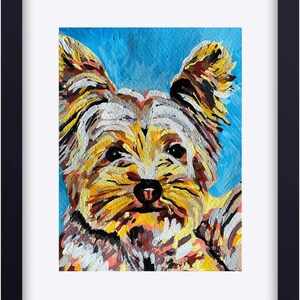 Yorkie dog painting, dog portrait, dog wall art, dog person, painted dog with acrylics