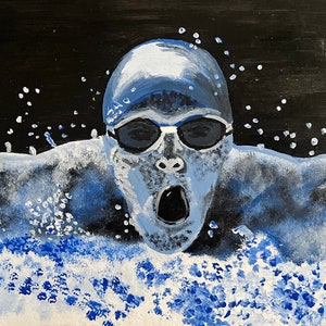 Schwimmer, Wanddekor, Wandkunstmalerei, Schwimmer, Schwimmliebhaber, Poolwandkunst, Schwimmbad, Schwimmbadkunst, Sportkunstdekor, Sport
