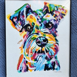 ミニチュア シュナウザー アート、犬の油絵、ペットの肖像画 ミニチュア シュナウザー アート、犬の油絵、ペットの肖像画
