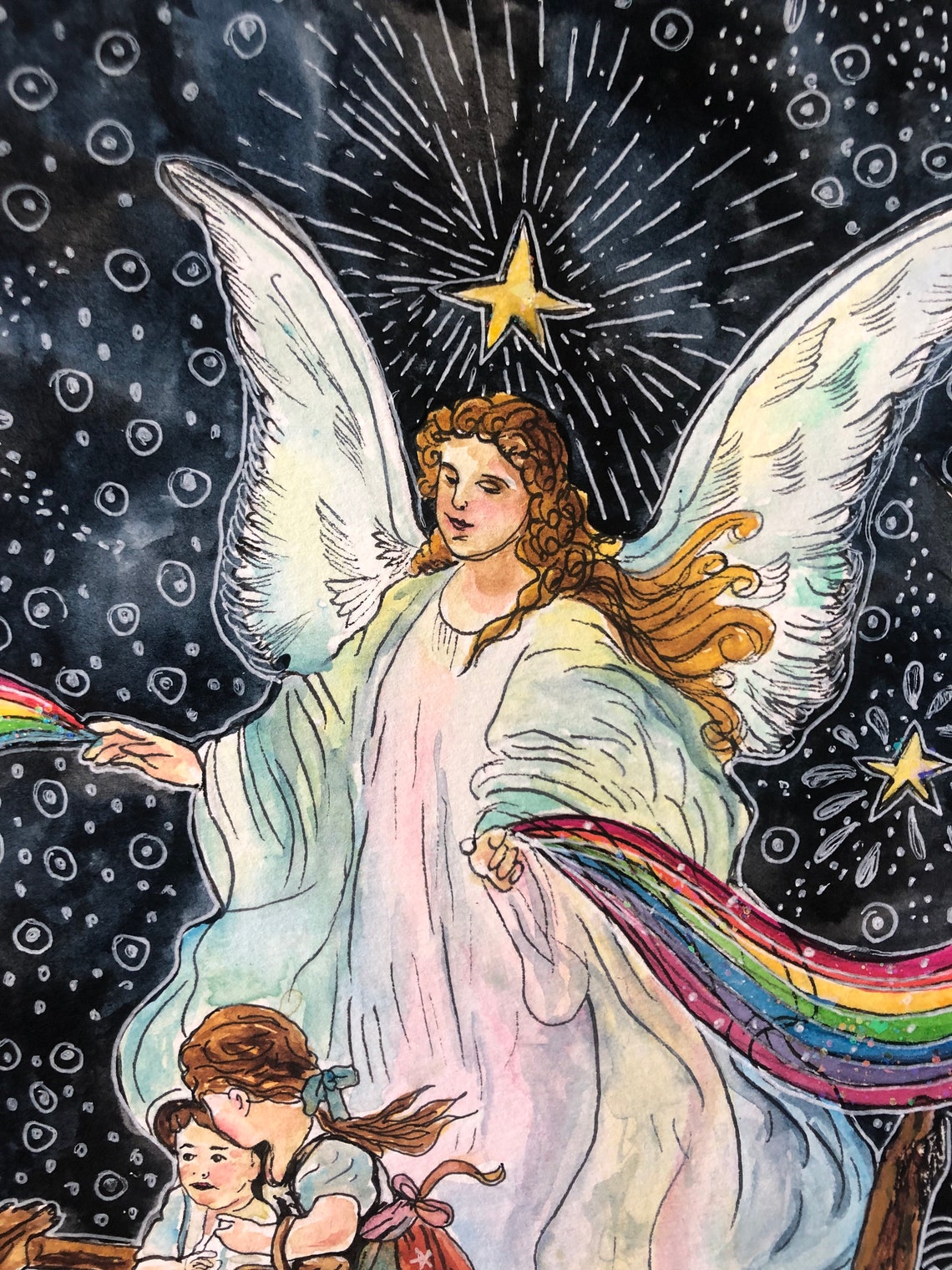 Guardian Angel With Children On Bridge Picture POSTER Print A3 Image Painting Catholic Religious Christian Holy Wall Art For Kids Children Home Decor Room