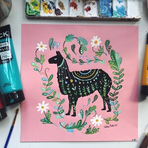 Llama illustration folk original