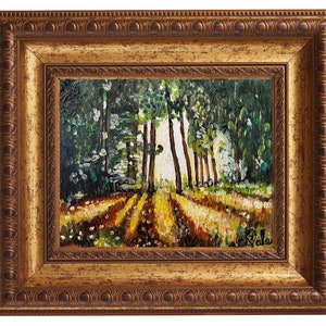 Trees at Sunset Oil Painting 8x10&quot;: Golden Light Landscape