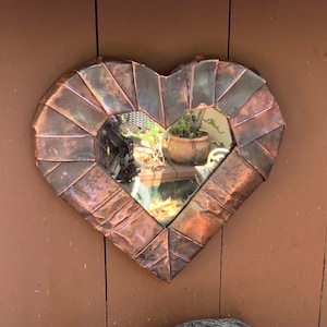 copper heart mirror