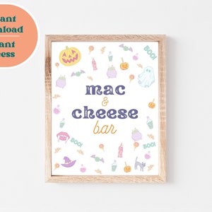Mac And Cheese Bar Printable Sign, Dinner Buffet Printable Sign, Pastel Halloween Decor