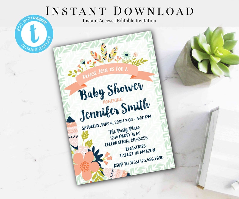 tribal baby shower invitations