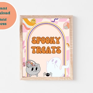 Spooky Treats Printable Sign, Dessert Table Sign, Snack Table Sign, Halloween Costume Party