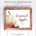 Caramel Apple Bar Sign Fall Party Decorations, Thanksgiving Printable ...