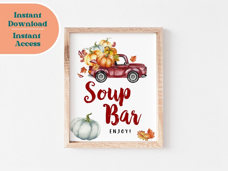 Soup Bar Sign Food Table Printable Sign Fall Party Etsy