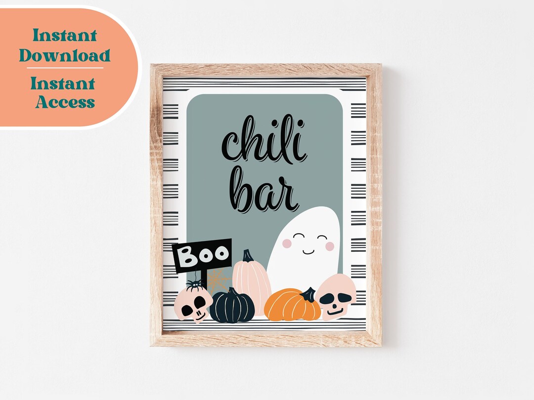 Chili Bar Sign, Food Sign Printable, Birthday Party Printable Sign ...