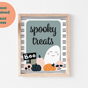 Halloween Treat Sign, Spooky Treats Printable Sign, Halloween Party Sign, Instant Download