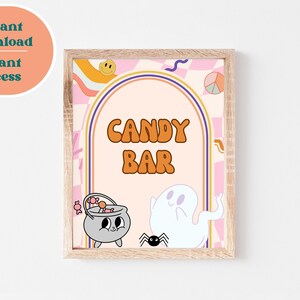 Candy Bar Printable Sign, Candy Buffet Printable, Dessert Table Sign, Retro Halloween
