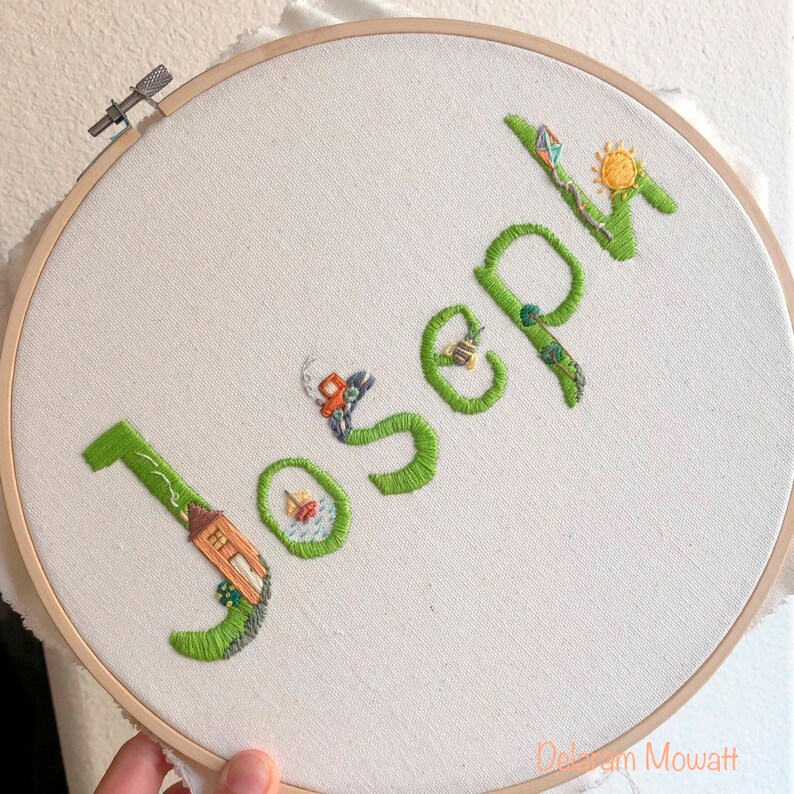 Personalized Hand Embroidered BOY names in English fonts in Etsy