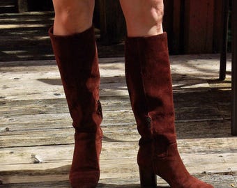 Suede Cylindrical Heel Knee High Boots:  Women's US size 6