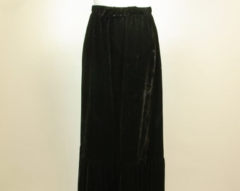 Black Velvet 2 Tier Maxi Skirt Bow Front Union Label S - M Boho Goth