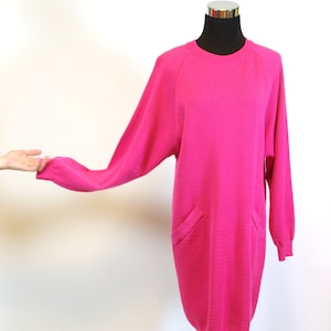 Hot Pink Slouchy Sweaterdress 90s Italian Dress Ambria label