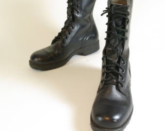 Vintage Black Leather Combat Boots - US Women's 6.5 / Men's 4.5