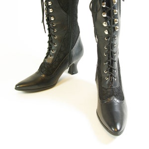 Black Lace Victorian Style Laceup Boots Us size 8.5, UK size 6, Eur  size 39 Victorian Edwardian Gothic