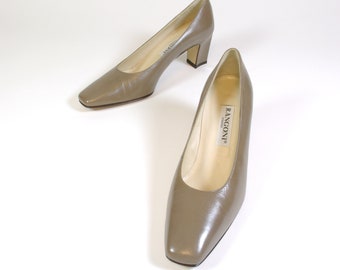 Rangoni Italian Taupe Pumps 90s Leather High Heel Shoes Size 8-1/2B US, 6 UK, 39 EUR