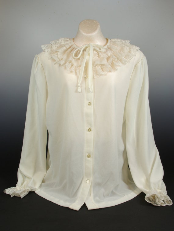 Lacy White Poet Blouse Alley Cat label Creamy Whit