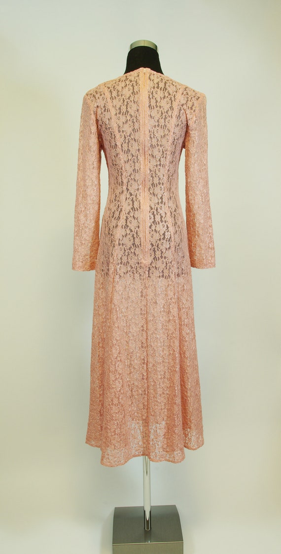 Pleated Lace Long Sleeves Sheath Long Dress Dusty Rose main image 0