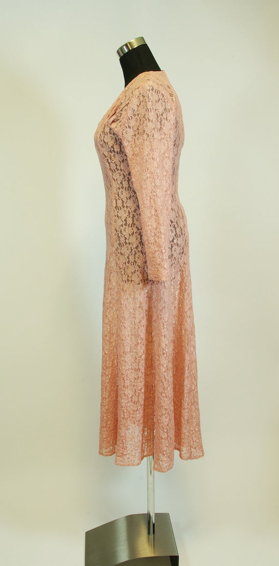 Dusty Rose Shirred Neck Long Sleeve Dress main image 0
