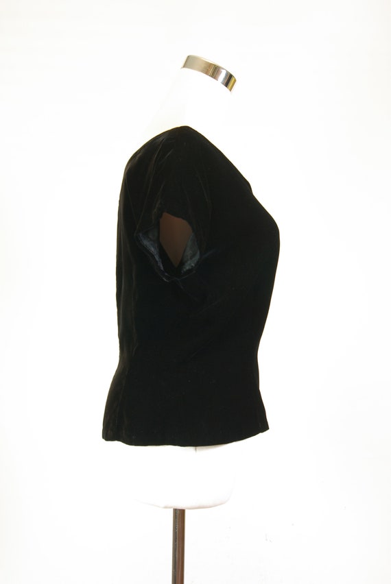 Black Silk Velvet Crop Top 50s Pinup Bombshell Sw… - image 7