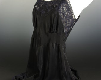 Lacy Black Corette Full Slip 50s VLV Burlesque Slip Dress 26 inch 66 cm Waist