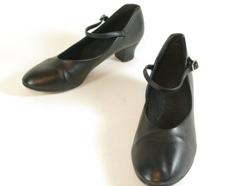 Black Dance Shoes Size 9M US 6.5 UK 40 EUR Mary Jane Style Round Toe Pumps