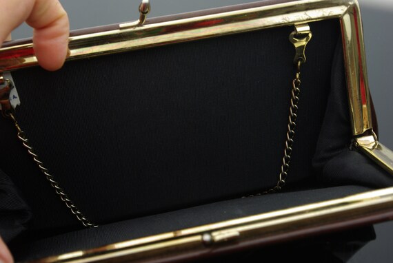 Vinyl Clutch 1960s Mad Men Mod Handbag Chain Handle Bag View 3