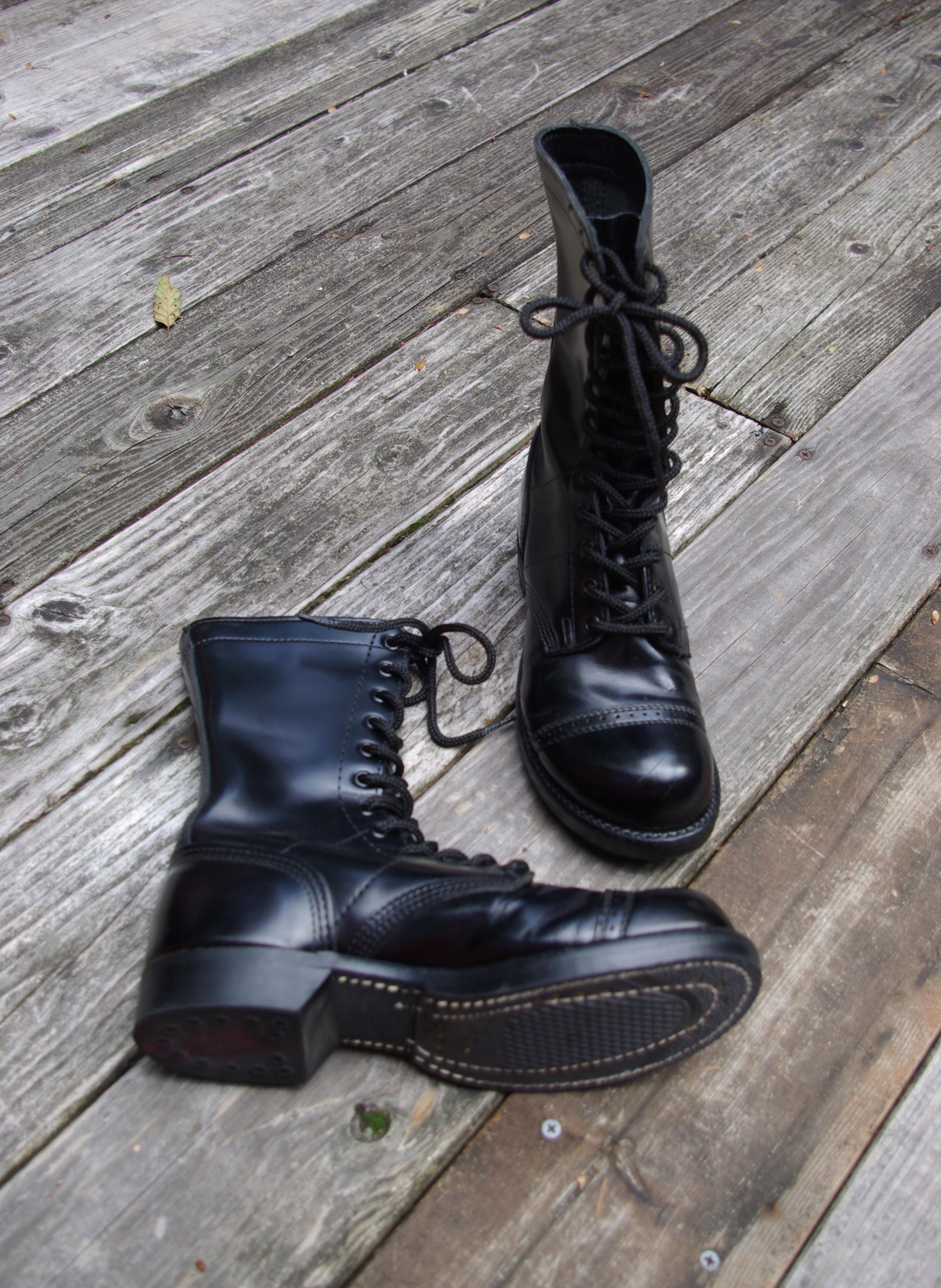 Corcoran Quality ミリタリーブーツ ブラック レザー Black Leather Steel Toe Jump Boots - Corcoran Combat Boots US 6E