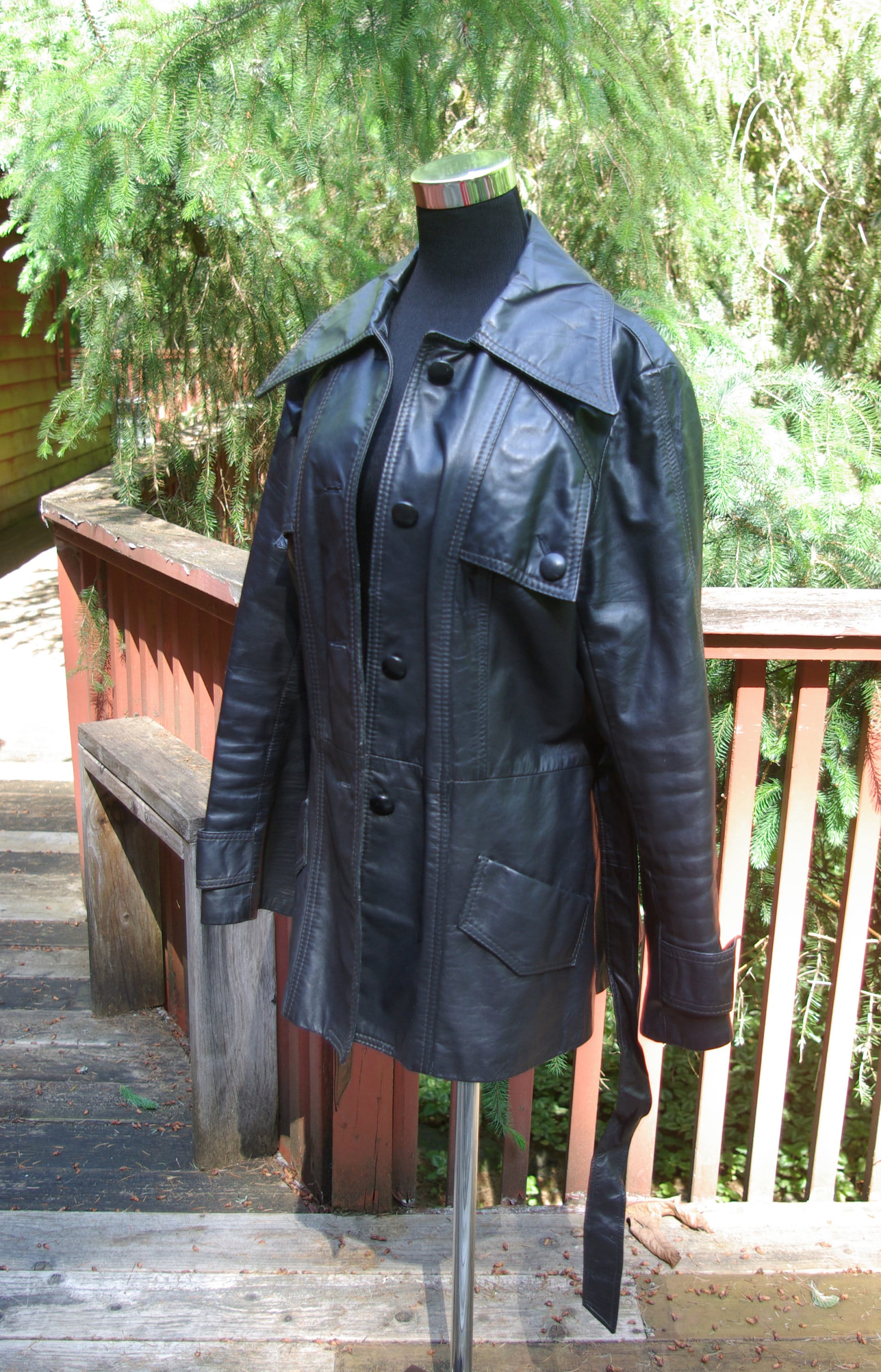 Superfly Giant Pointed Collar Black Leather 1970s Jacket Unisex - Etsy