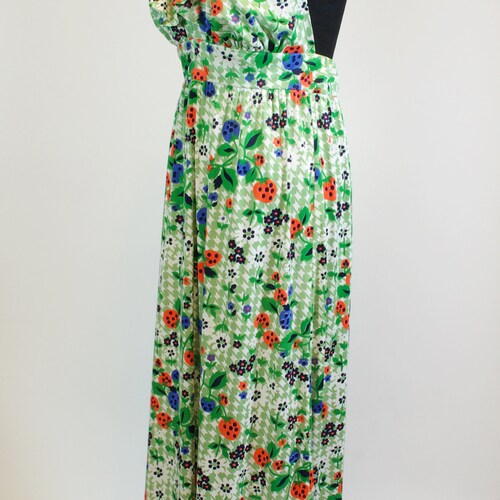 Strawberry Print Maxi Halter Dress 70s Novelty Print Summer Dress Boho shops Hippie Disco S - M