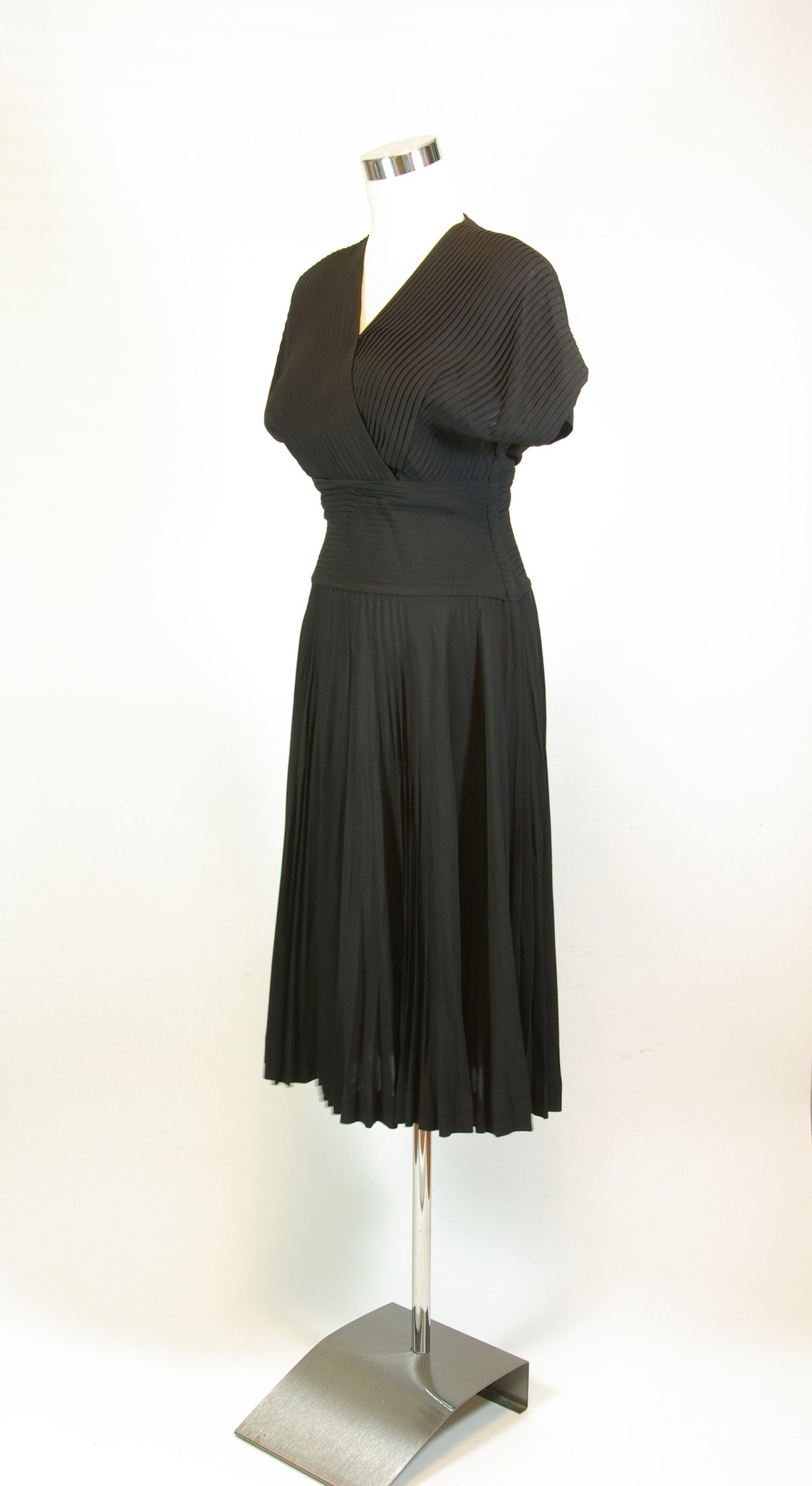 Pleated Wiggle Dress 28 inch/71 cm Waist Black Goddess Dress Etsy