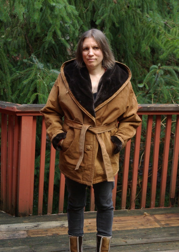 Hooded Suede Parka Faux Fur Lined Mike's Arcade Clothing Co