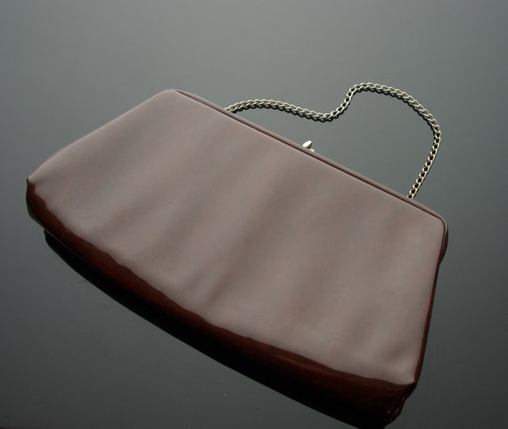 Vinyl Clutch 1960s Mad Men Mod Handbag Chain Handle Bag View 5
