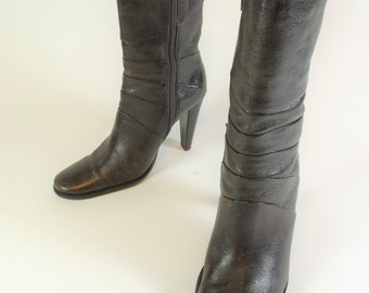 Dark Brown High Heel Side Zipper Boots US size 7.5M, UK size 5, EUR size 38