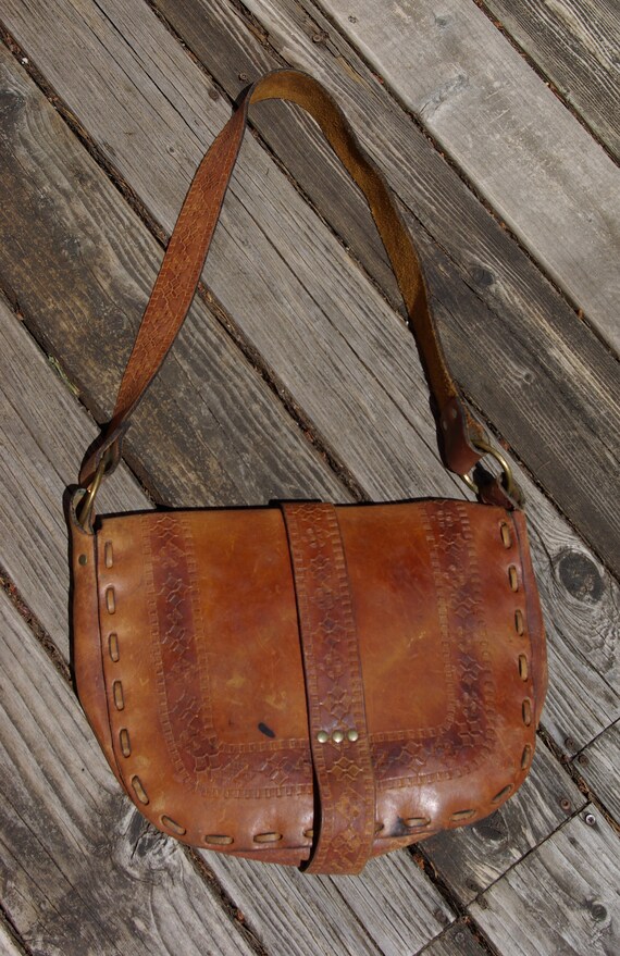 Leather Shoulder Bag Boho Hippie Festival Bag Heavy B… Gem