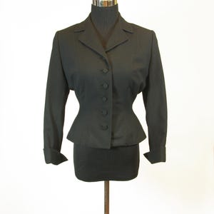 Nipped Waist Wool Jersey Silk Crepe Lined 40s/50s Cropped Jacket Blazer