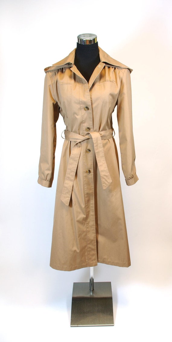 80s Hooded Trench Coat S - M 80s Office Wear London Fog Style - Etsy