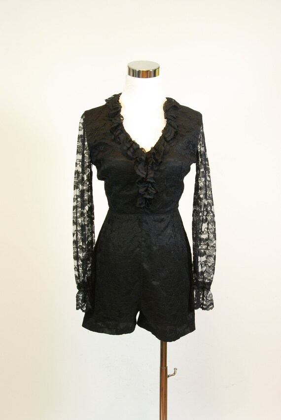 Black Lace Hot Pants Jumpsuit Romper 