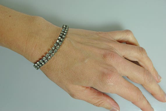 Rhinestone Tennis Bracelet 50s Glamor Gal VLV Rockabilly Prong Set Rhinestones