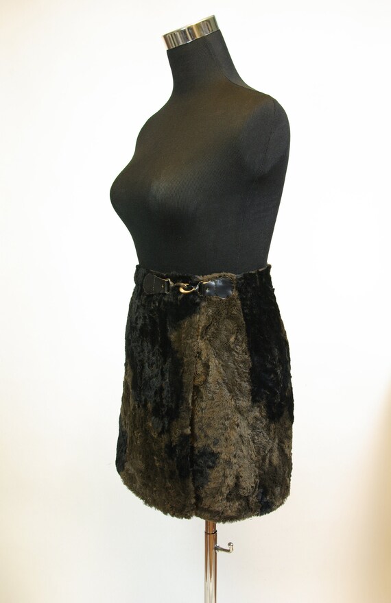 Faux Fur Pony Miniskirt Wrap Skirt with Buckle 26