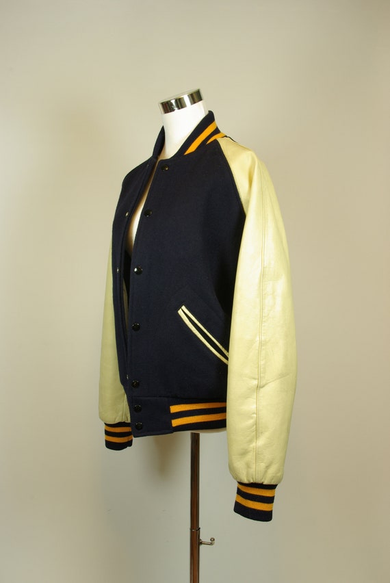 Leather Sleeve Wool Lettermen's Jacket School Spo… - image 2