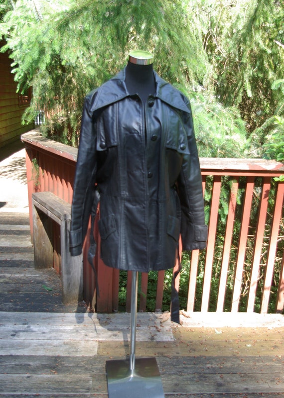 Superfly Giant Pointed Collar Black Leather 1970s Jacket Unisex - Etsy