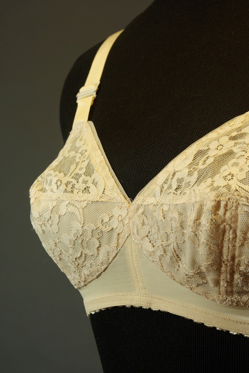 Lacy Tan Vanity Fair Bra Size 34a Early 1960s Bullet Vlv S Burlesque Pinup