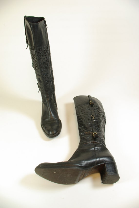 Statement Boots Franco Martini Black Leather Knee Hig… Gem