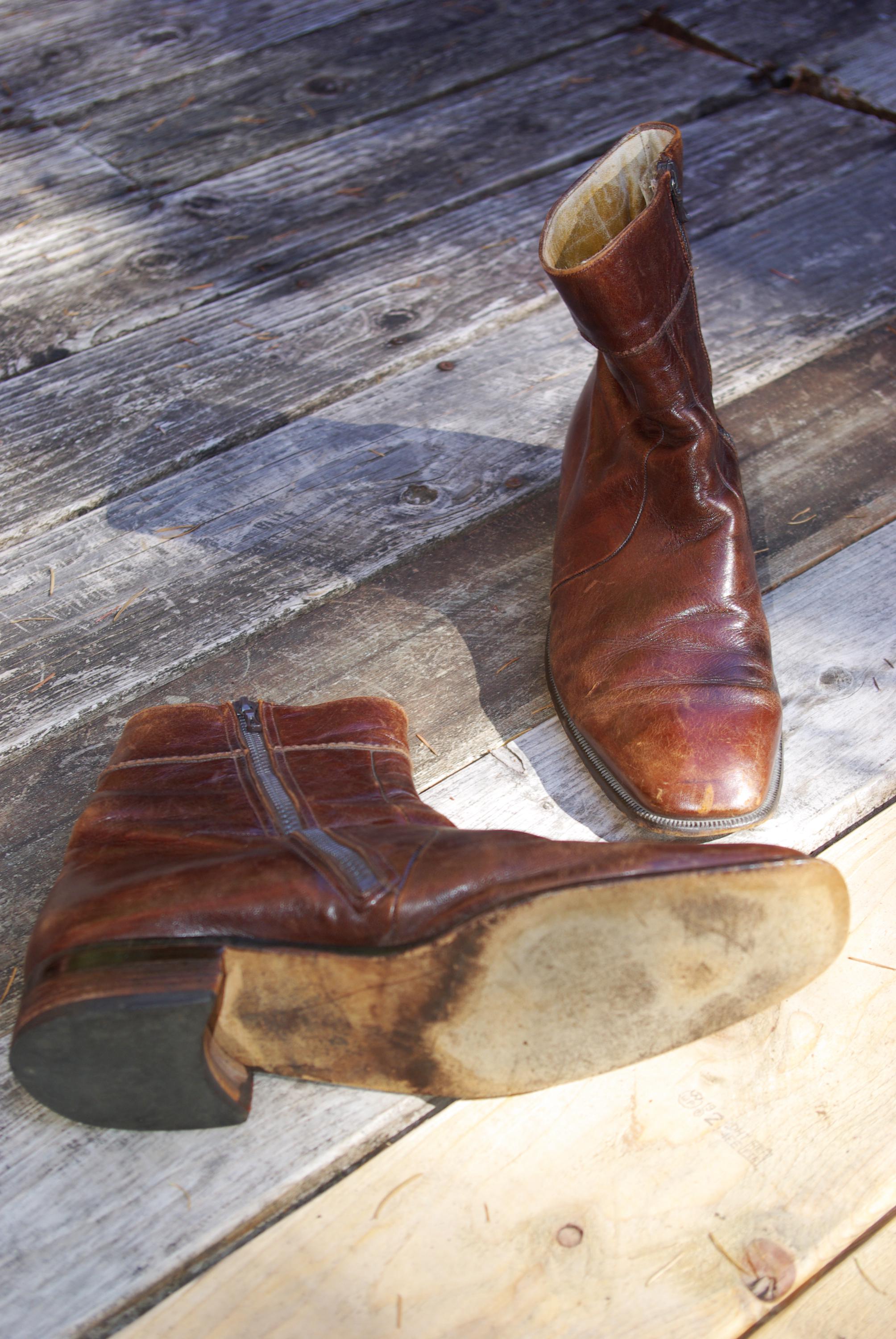 Vintage Brown Leather Ankle Boots - Mod Style - Men