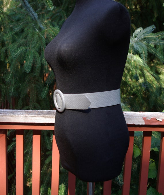 Gray Embossed Faux Lizard Belt 80s Wide Cinch Belt 80s