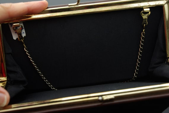 Vinyl Clutch 1960s Mad Men Mod Handbag Chain Handle Bag View 2